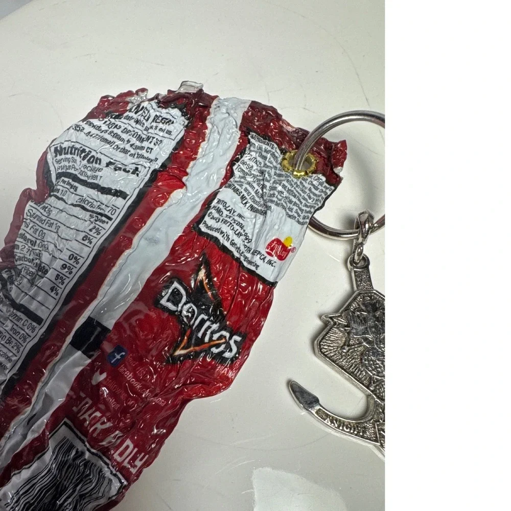 Handmade Doritos Bag Keychain Knights of Columbus Anchor Red Silver